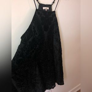 Francesca’s Women’s Black Velour Flower Halter Dress Size Large